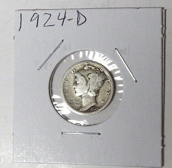 1924-D Mercury Silver Dime Good Detail Cleaned Denver Mint (31525)