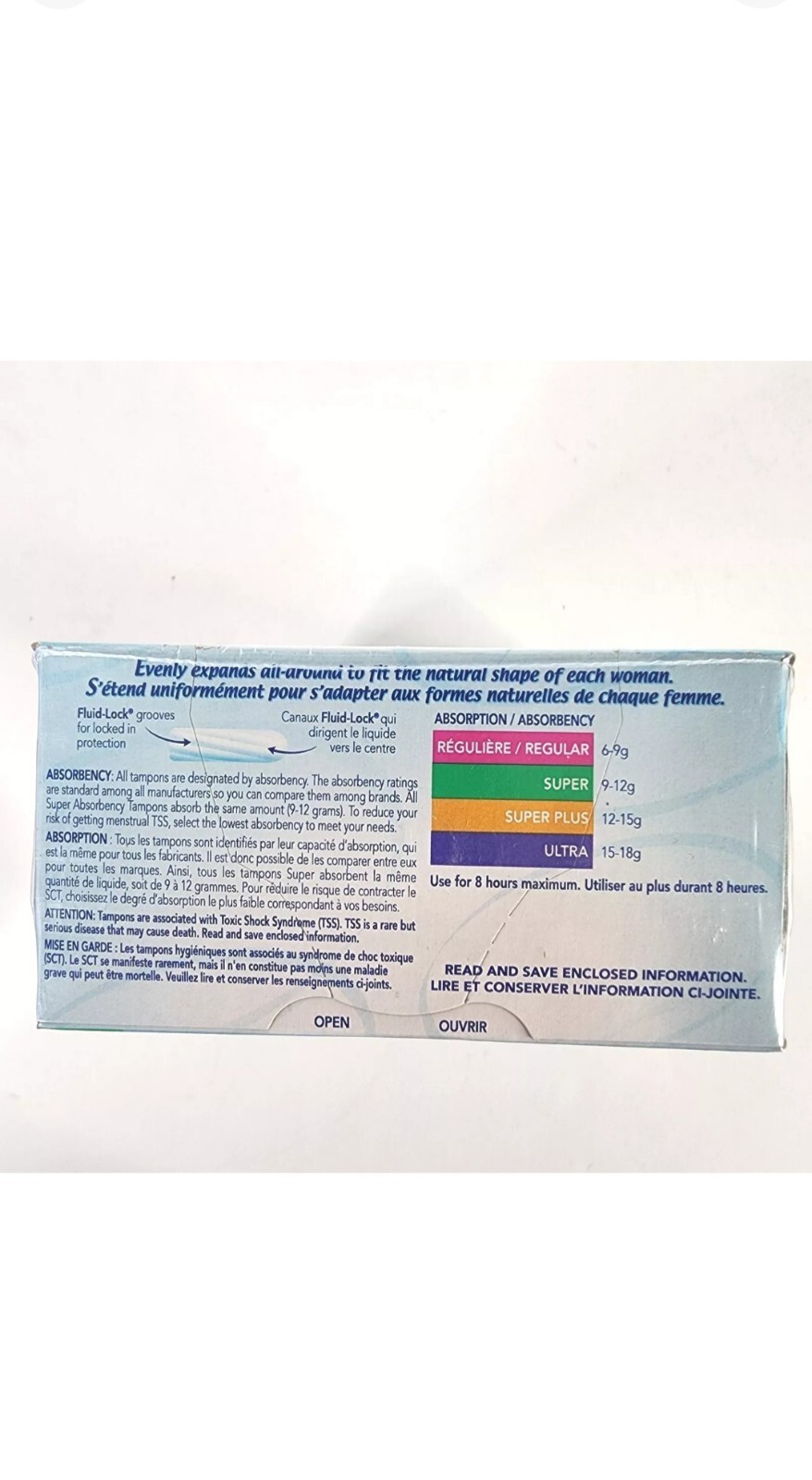 O.B. Fluid-Lock No Applicator Tampons Super 40 Ct Sealed