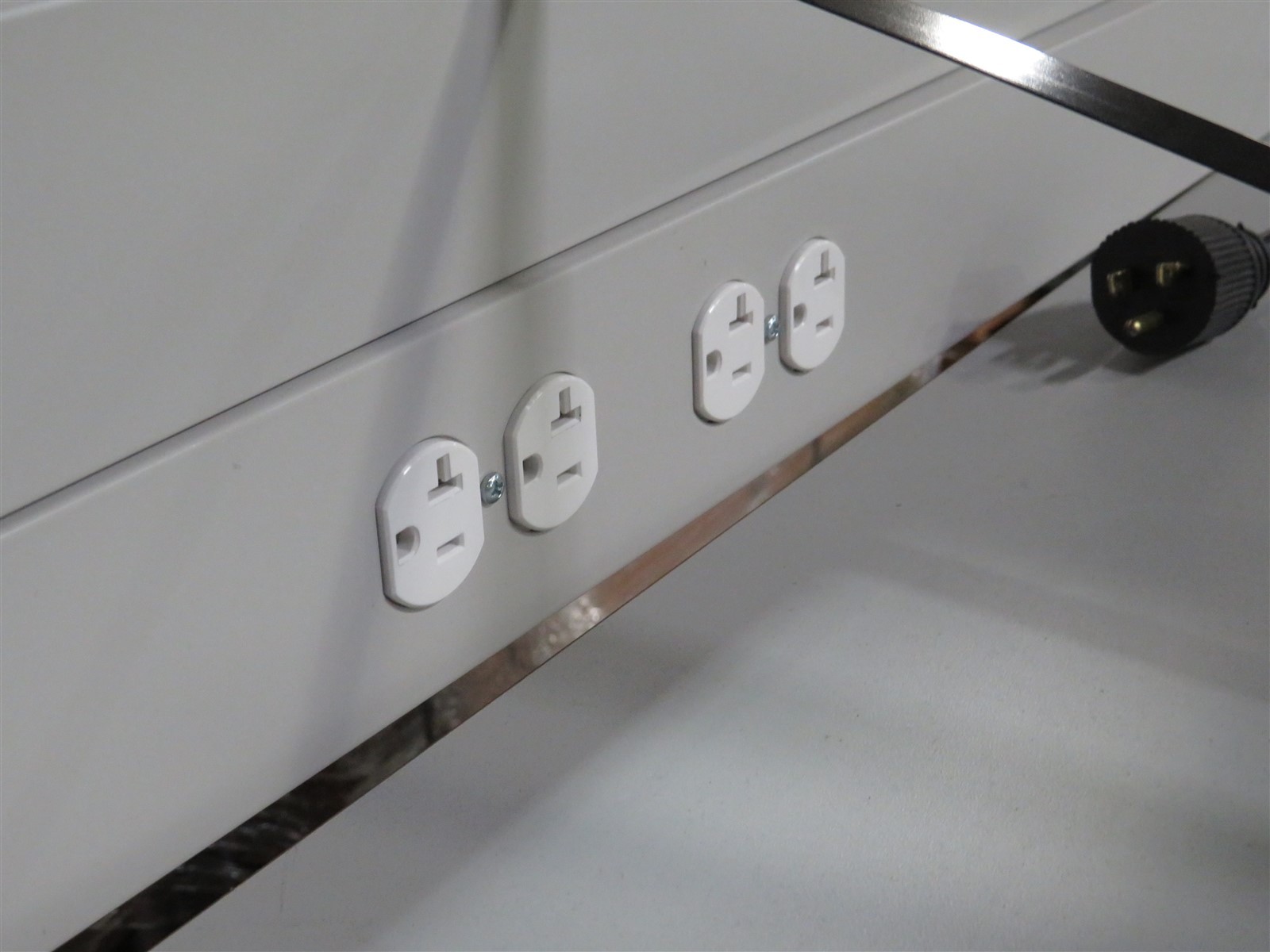 Double Sided 6ft Powered Industrial Workbench w/ Shelf and Electrical Outlets