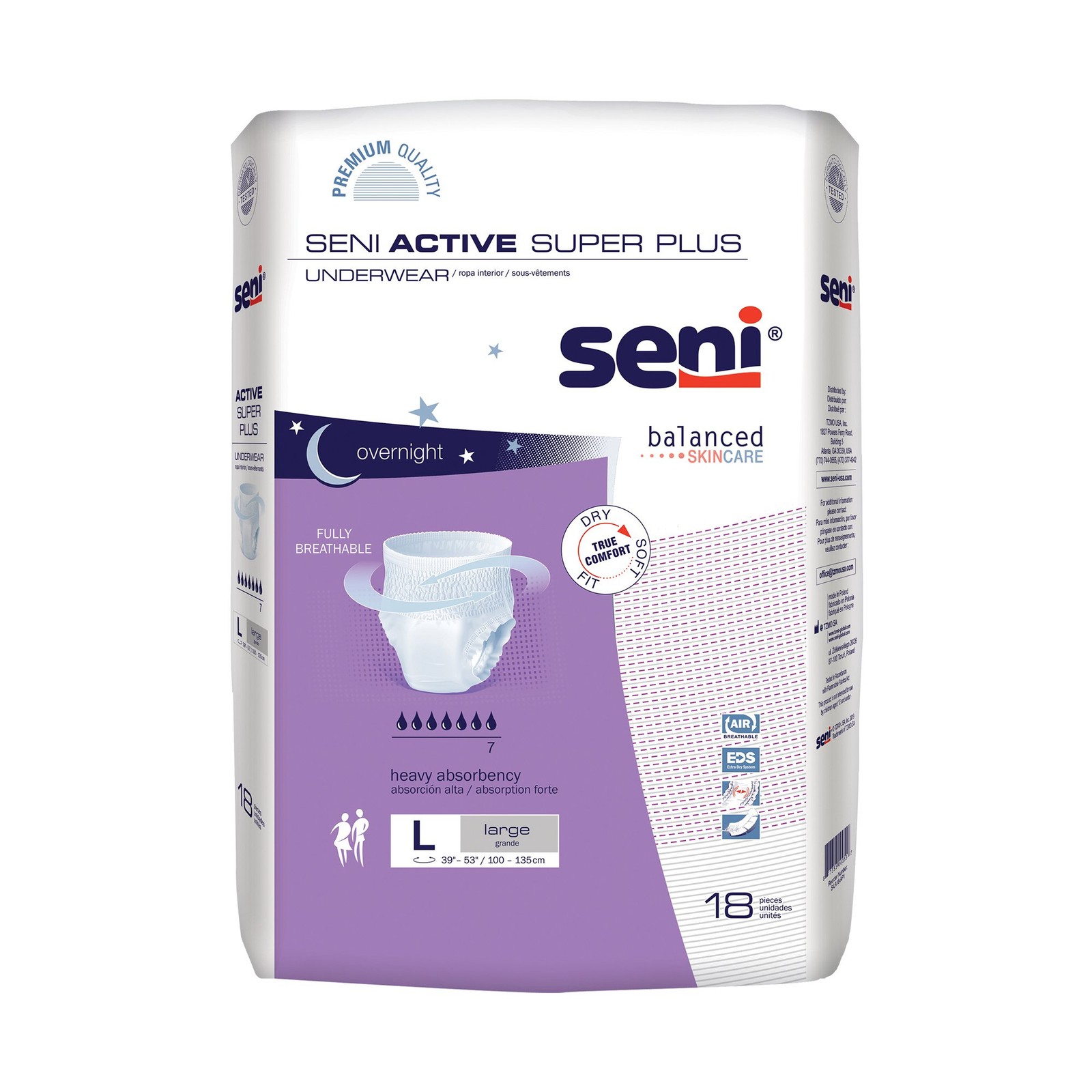 Seni Active Super Plus Overnight Incontinence Underwear Large 4 Pack
