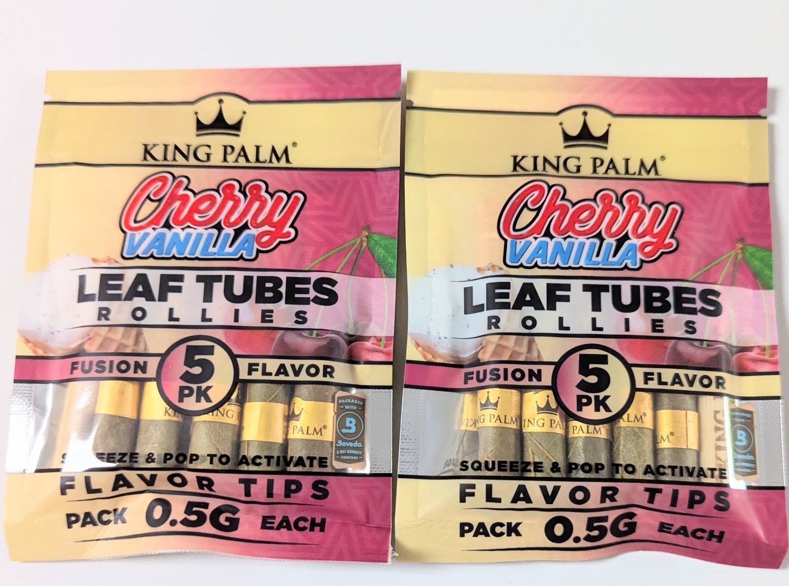 King Palm | Rollie | Cherry Vanilla | 2 Pack of 5 Each=10Rolls
