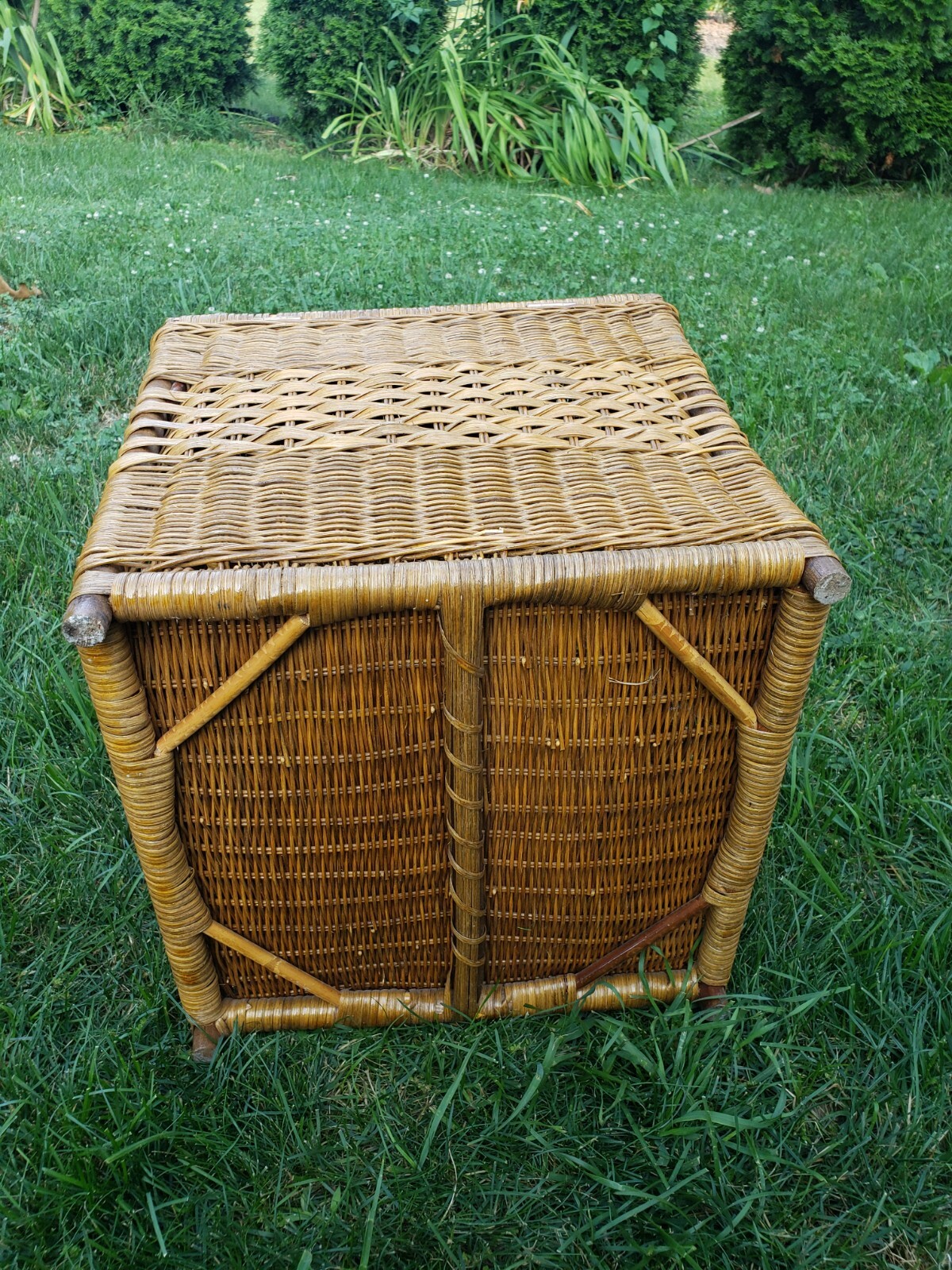 Vintage Rattan Wicker Chest/Table