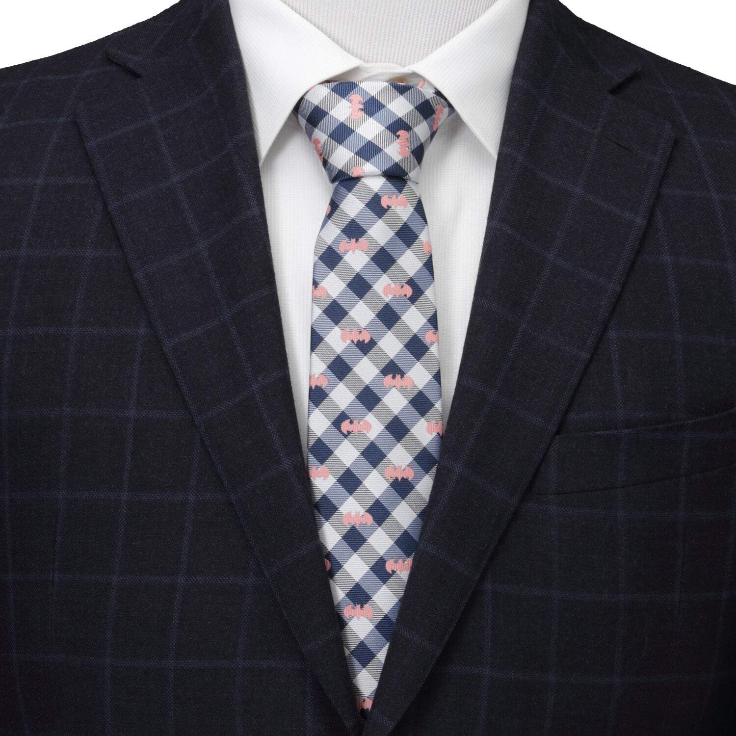 DC Batman Plaid Navy Men's Tie
