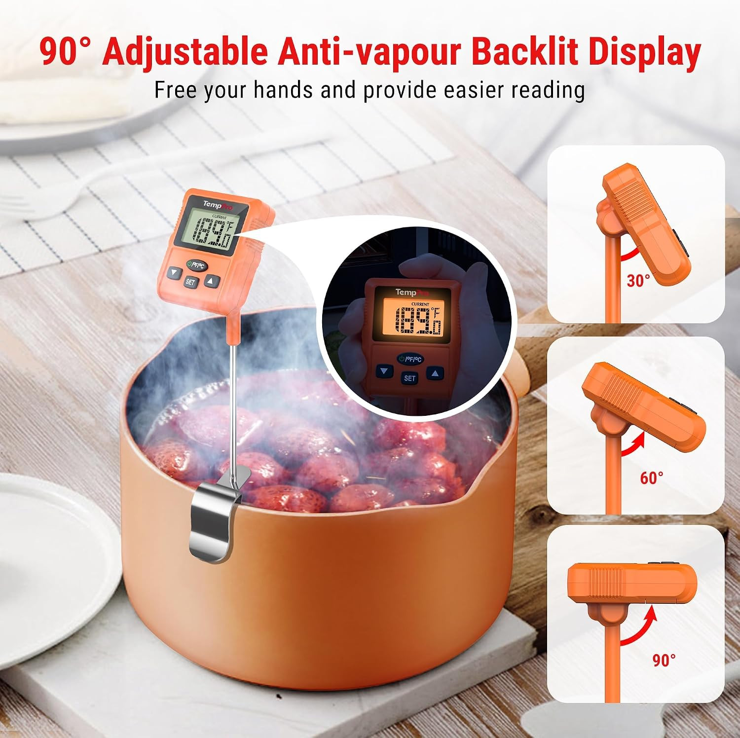 Tempdip Programmable Candy Thermometer with Pot Clip | Instant Read Deep Fryer O