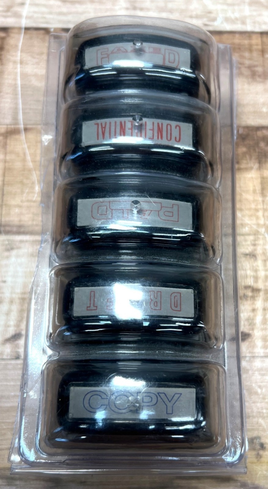 Set Of 5 Office Self-Inking Stamps - Copy Draft Paid Confidential Faxed