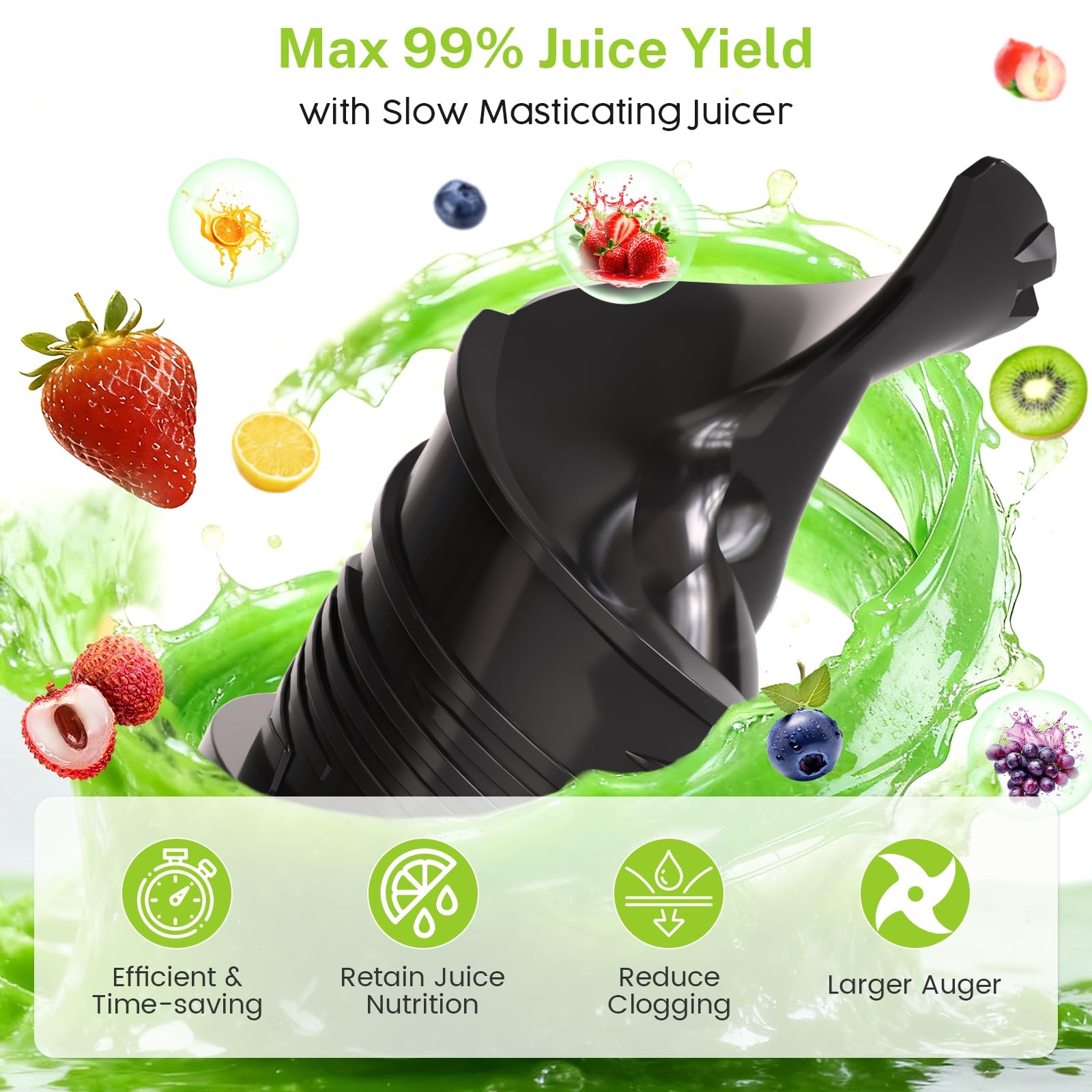 Juicer Machines, 5.4" Extra Large Feed Chute Cold Press Juicer, Juice Maker E...