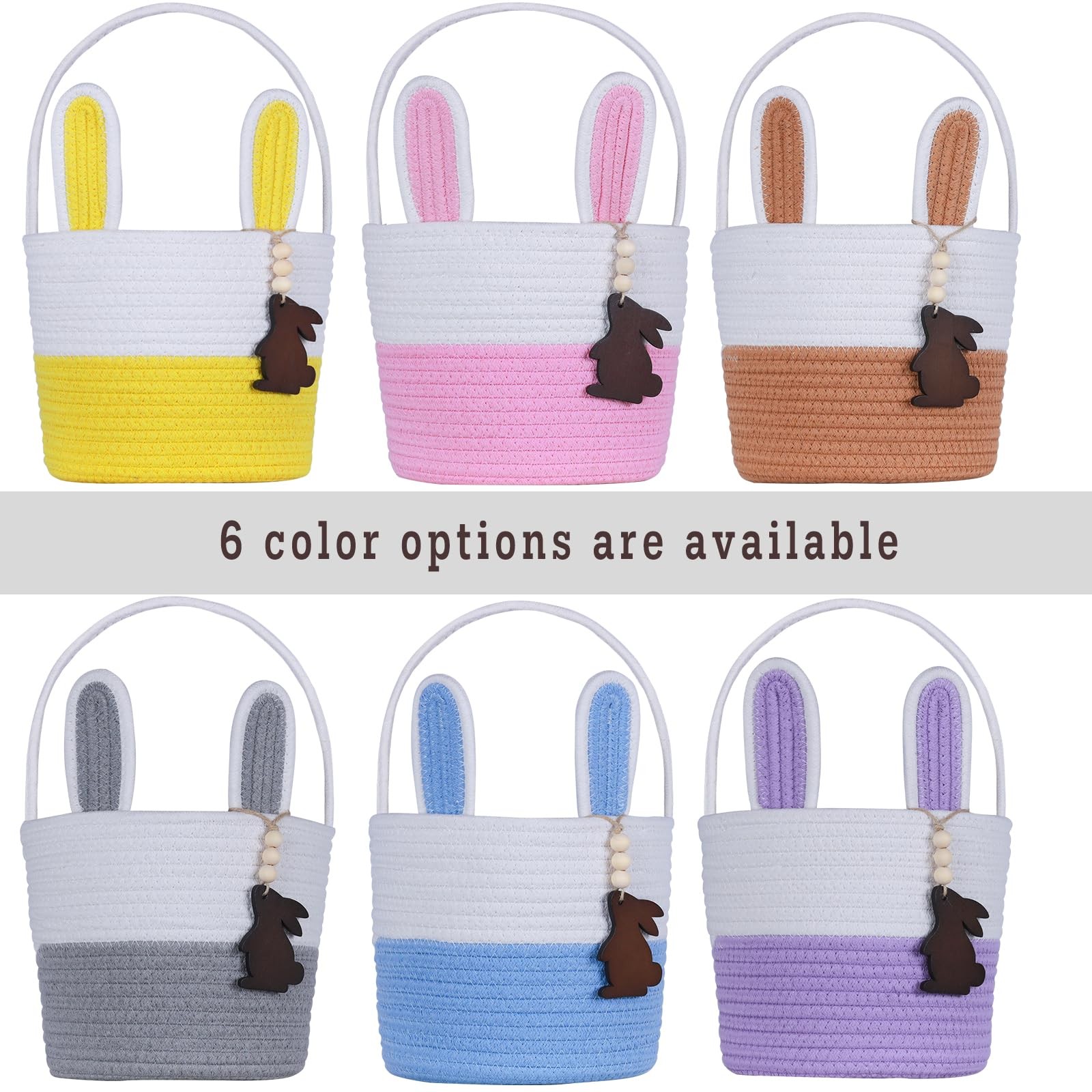 1 PCS Blue White Empty Easter Bunny Basket Name Tag Handle Kids