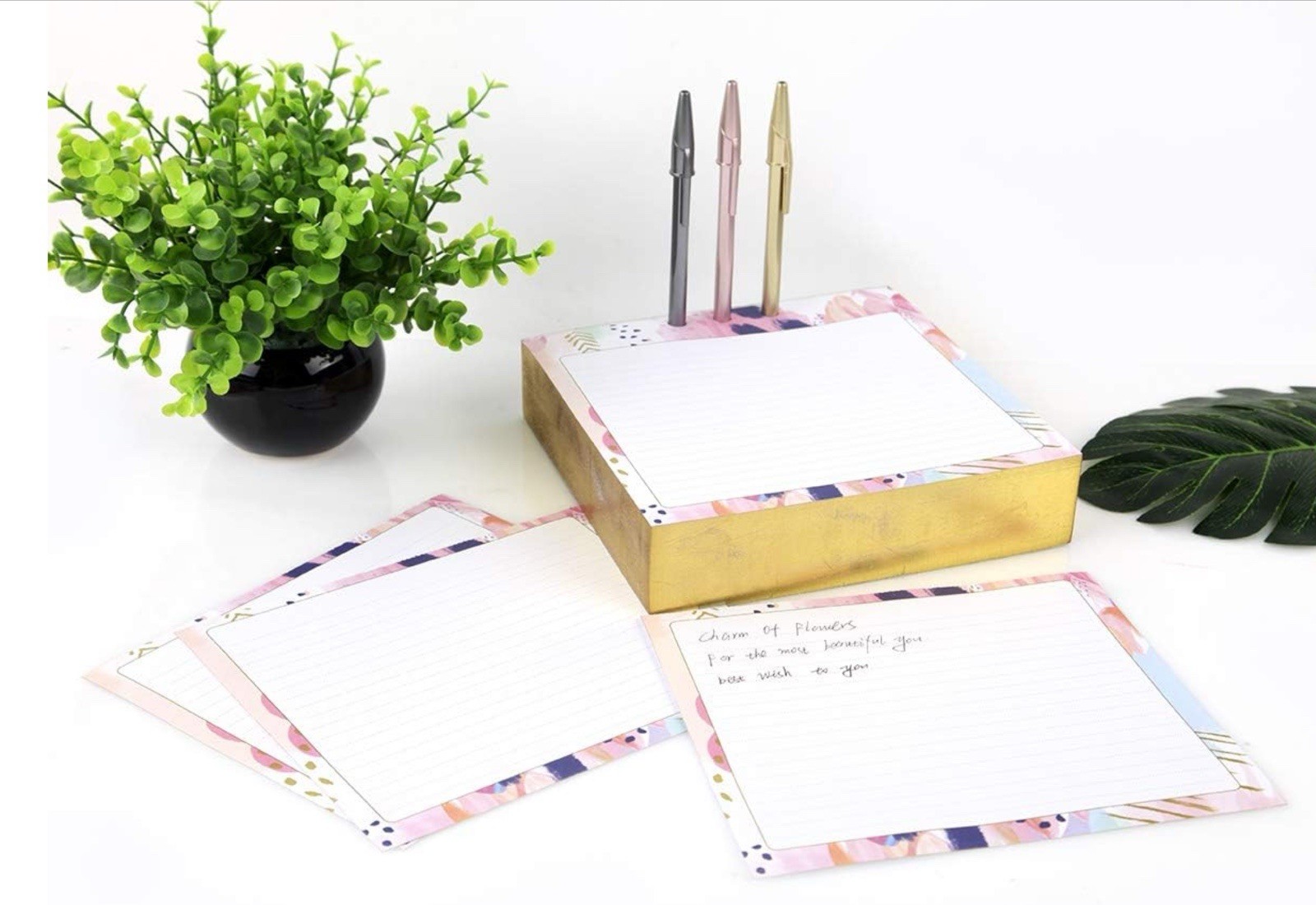 Paper Block Heavyweight Pad w/ 3 Metallic Pens Kitchen Office - (LOC 10 BK BD)