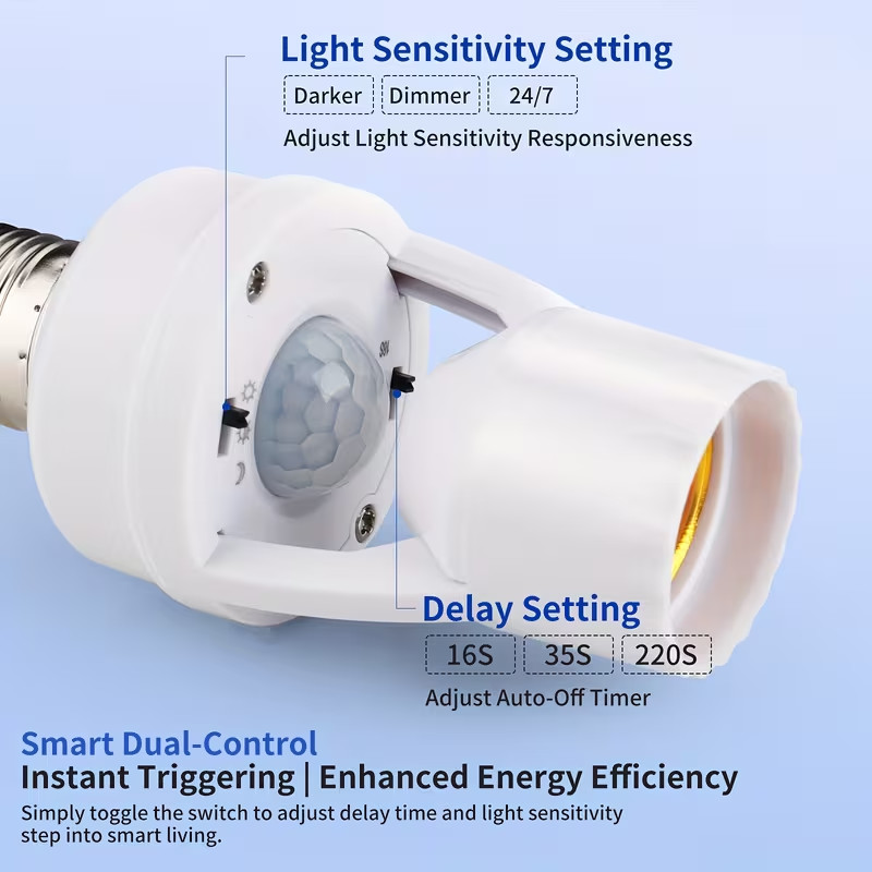 5Pcs Infrared Motion Sensor Socket E26/E27 LED Light Bulb Holder Adapter