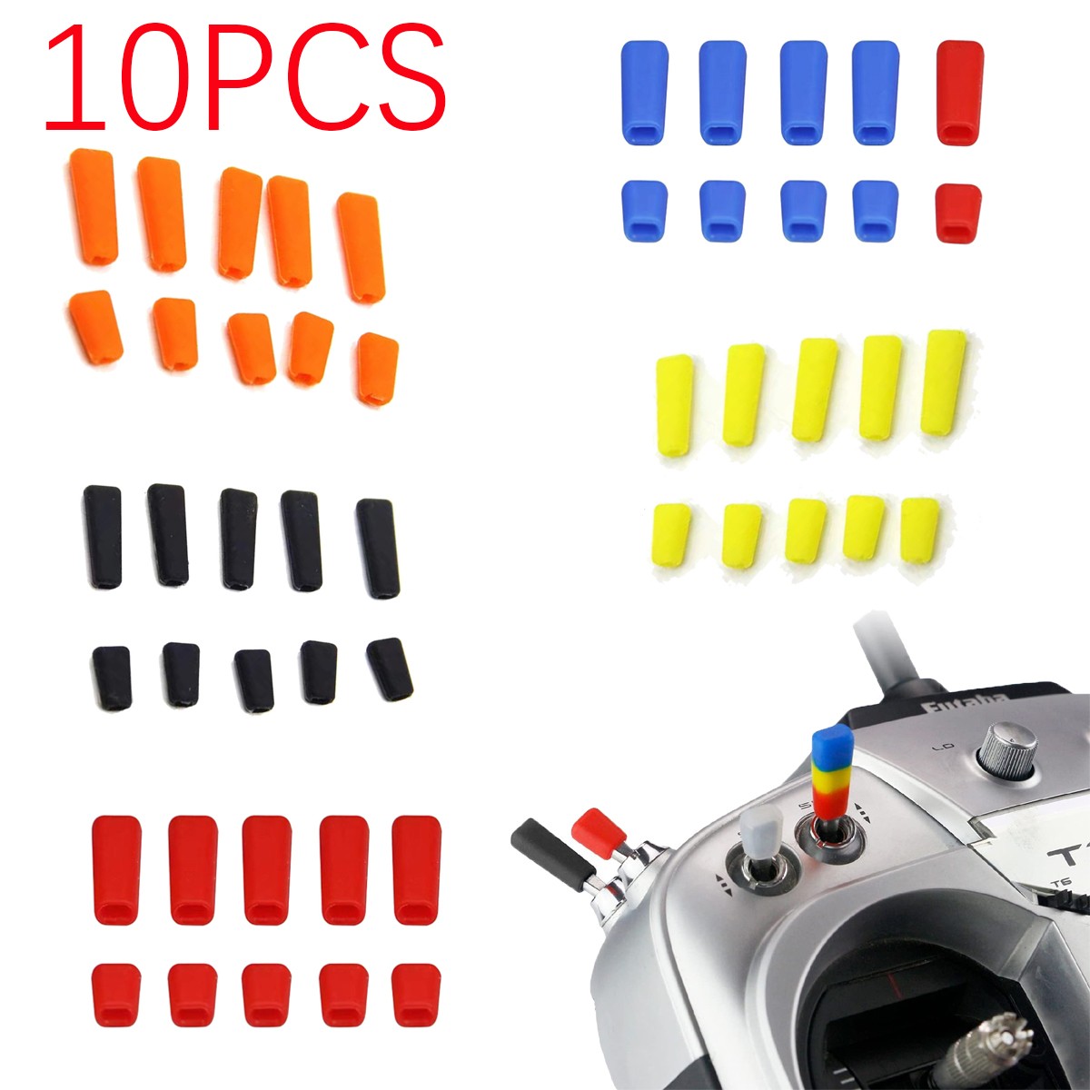 10Pack RC Transmitter Anti-slip Switch Cover Switch Rubber Cap Sheath Multicolor