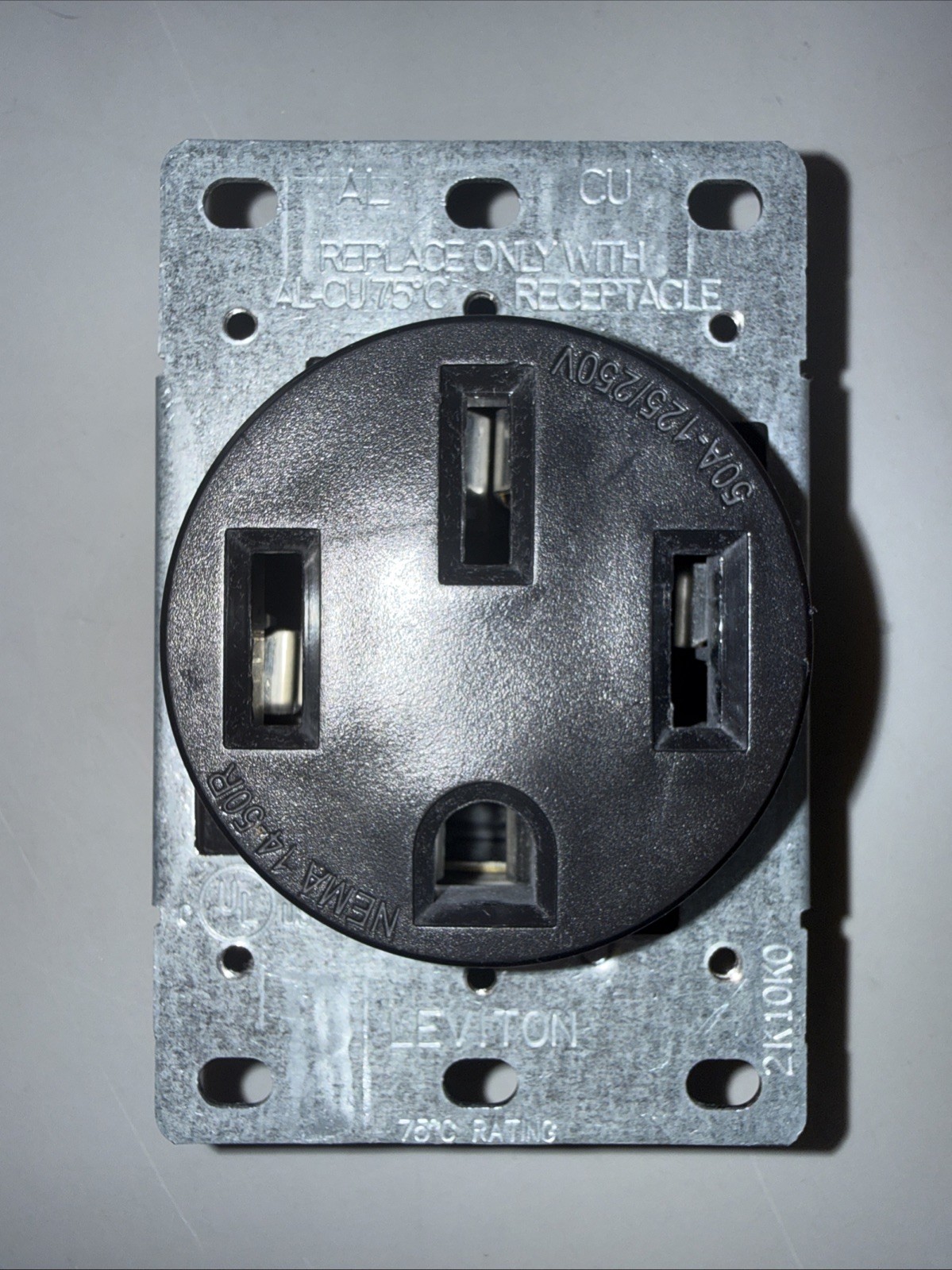 Leviton 50 Amp NEMA 14-50R EV Charging Outlet Heavy Duty Flush Mount Receptacle