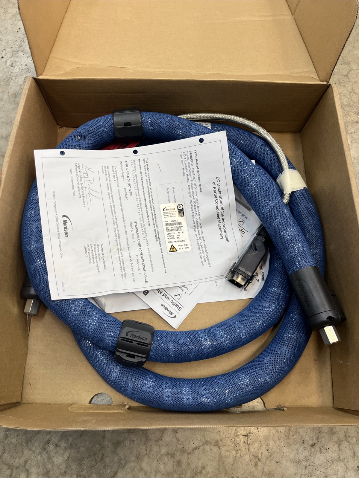 NEW NORDSON 10’ GLUE HOSE 274794