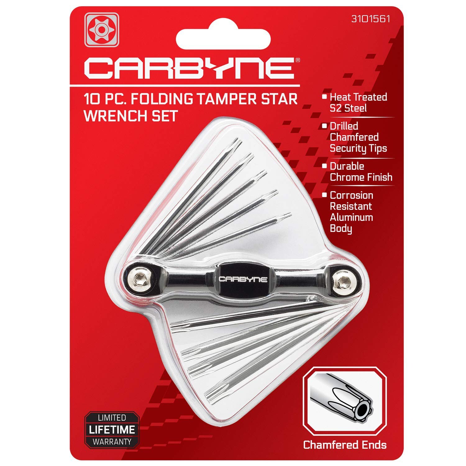 Carbyne 10-Piece Folding Tamper Proof Star (Torx) Wrench Set,  T-6 to T-30.