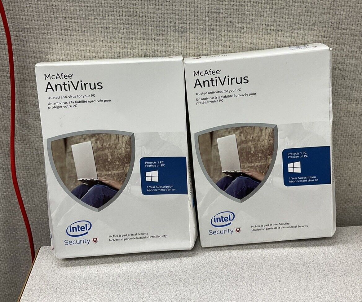 2X McAfee 2016 AntiVirus, 1PC, Key Code