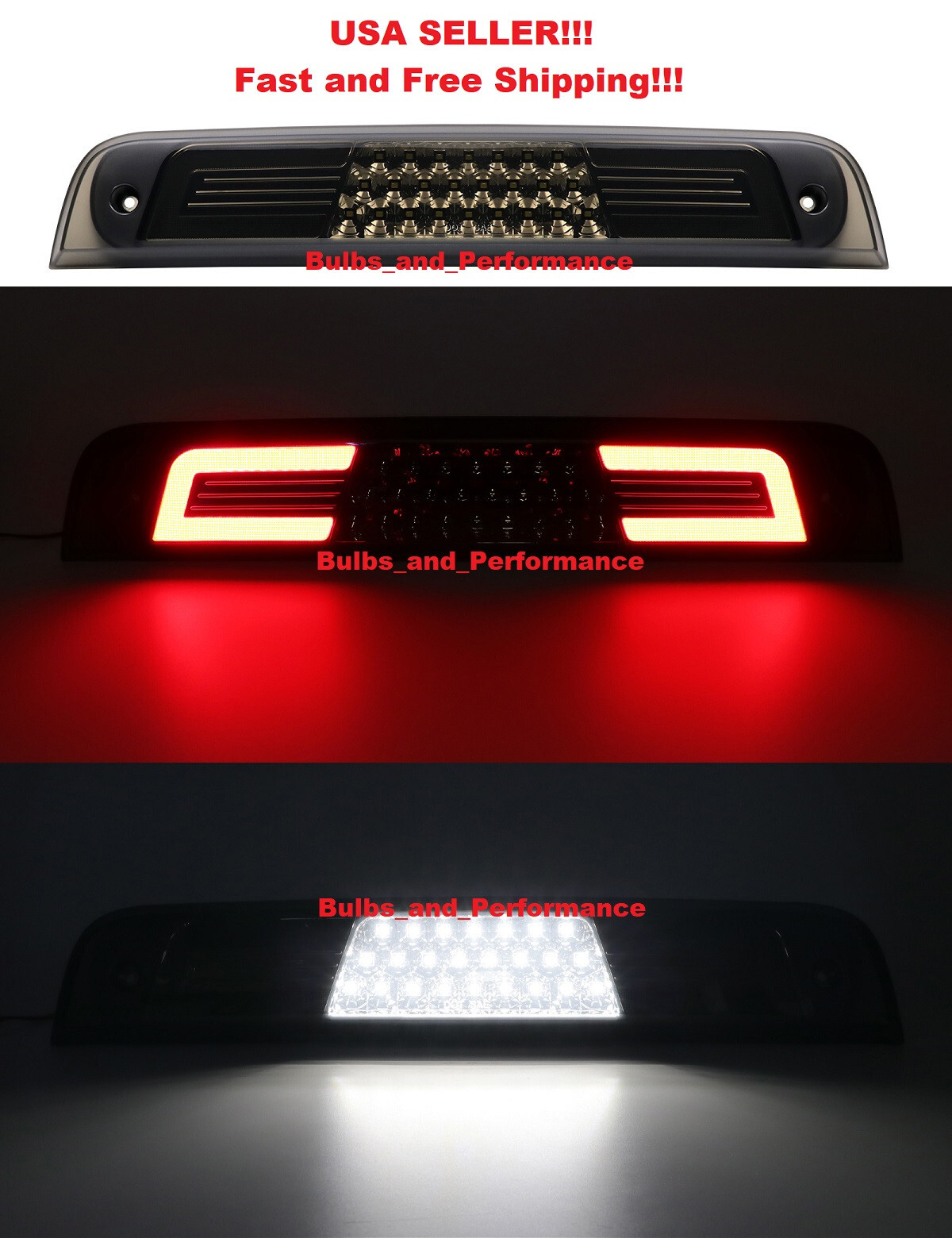 SMOKED LENS LED THIRD 3rd HIGH MOUNT BRAKE LIGHT for 2019 - 2026 DODGE RAM 1500