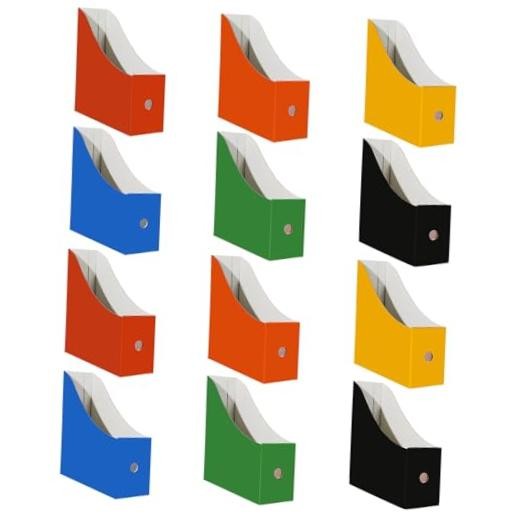 Limitliho Pack Six Color Cardboard Magazine Holder for Desk or 12 Six color