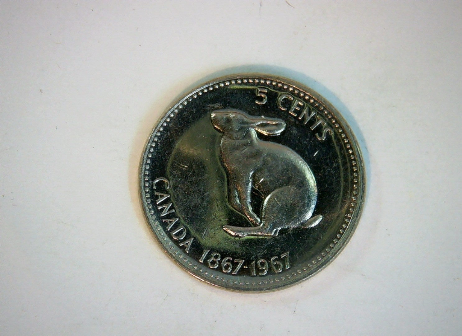 Canada 1967 5 Cents Canadian Centennial (Rabbit) 5 Cents Coin