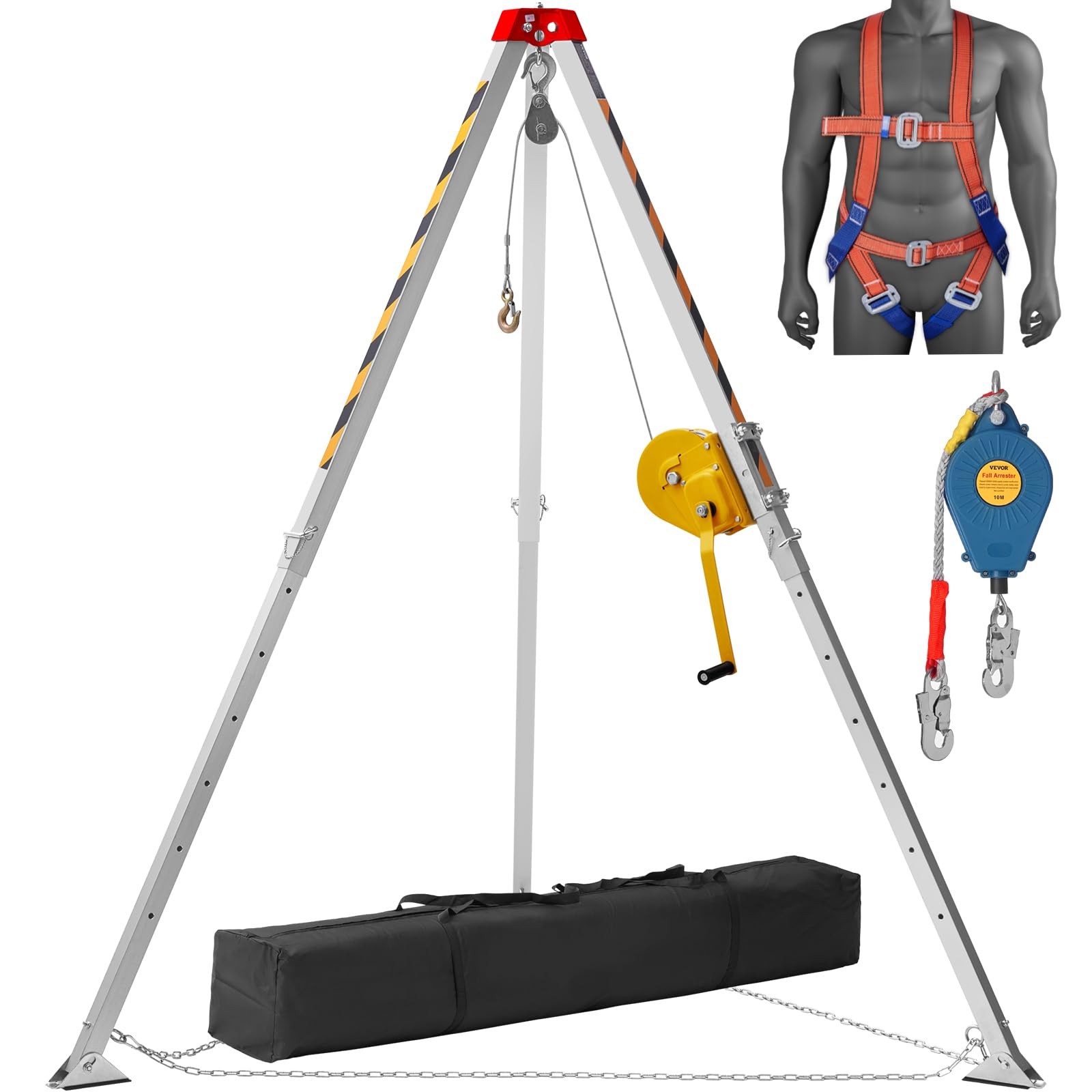 VEVOR Confined Space Tripod Kit, 1800 lbs Winch, Confined Space Tripod 7' Leg...