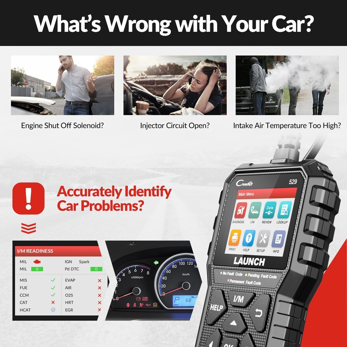 LAUNCH OBD2 Scanner Code Reader Automotive Scan Tool Engine Check Car Diagnostic