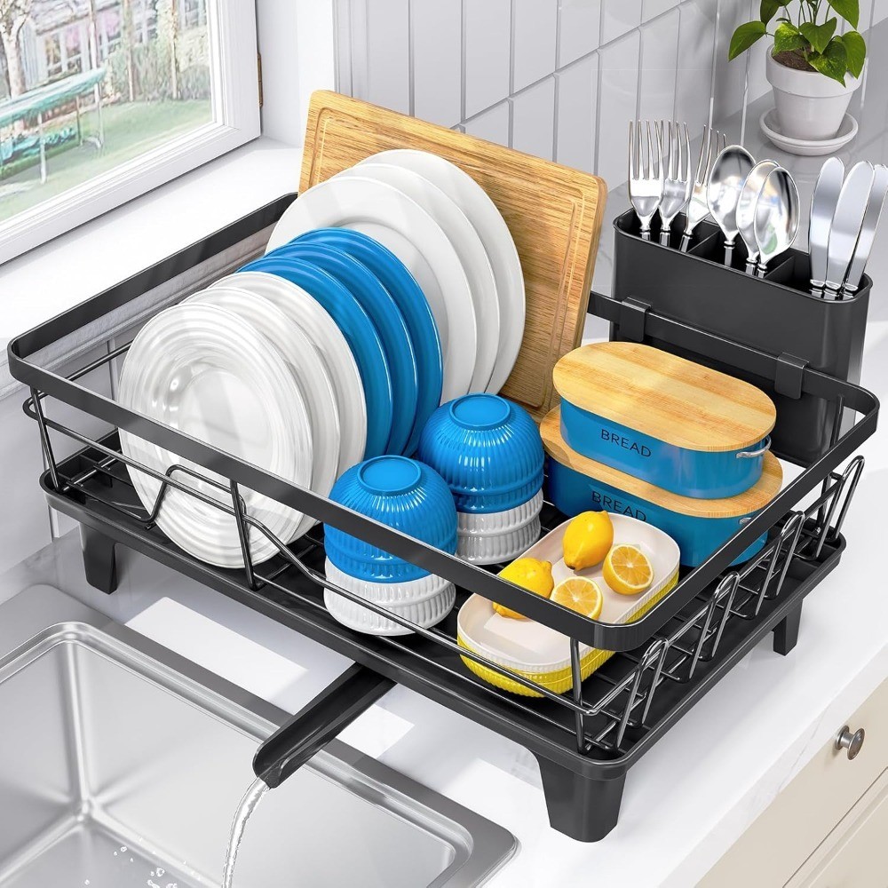 Dish Drying Rack for Kitchen Counter, Sink Dish Rack with Drainboard 12.2" W x