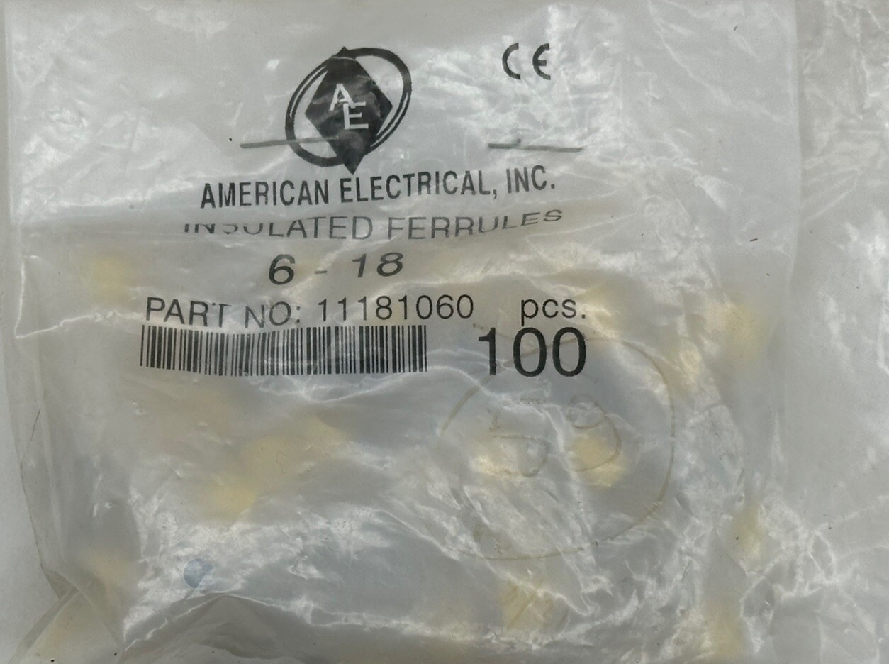 *Bag of 55* AMERICAN ELECTRICAL 11181060 Insulated Ferrules 6-18