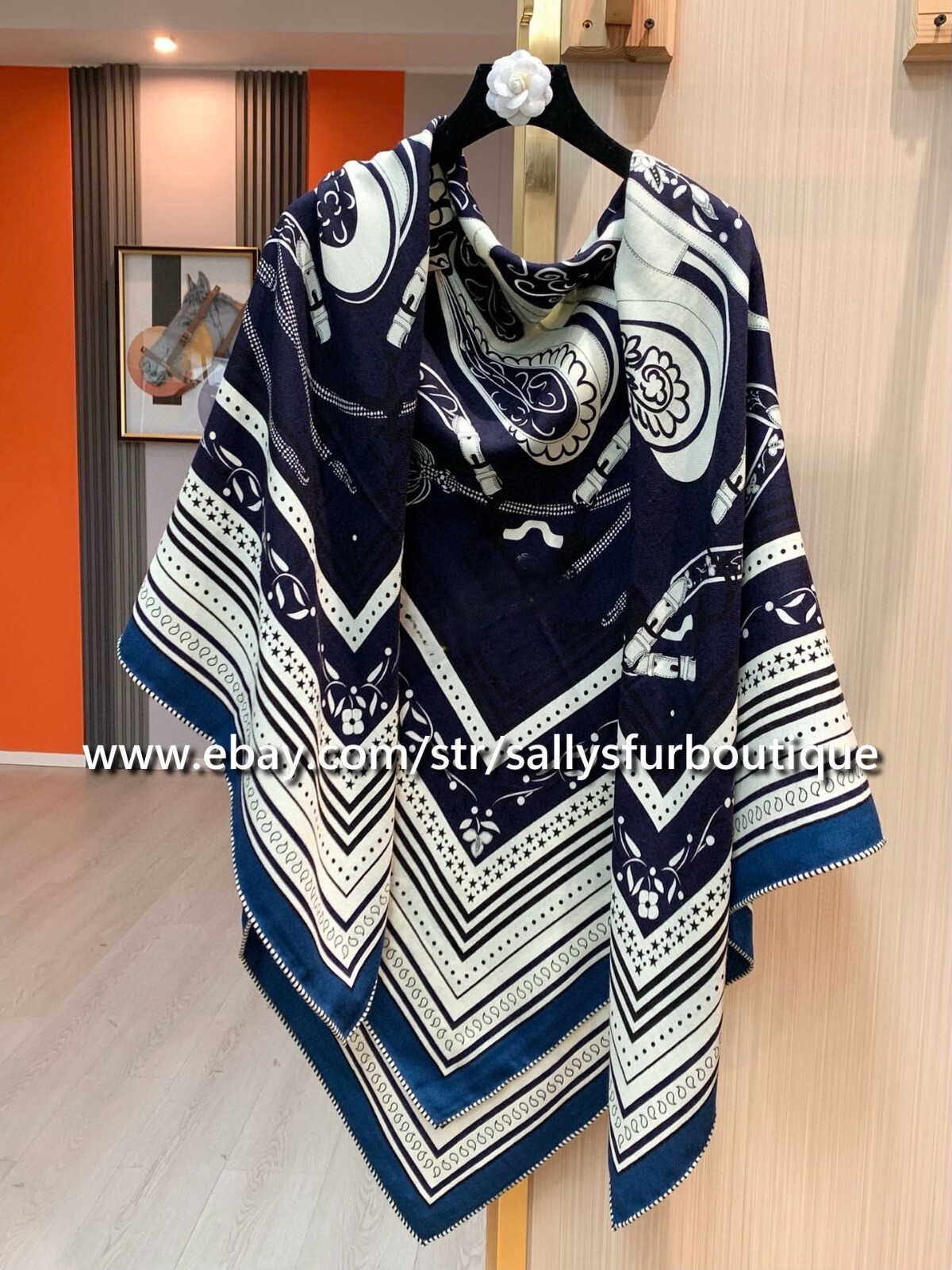 2025 Sallys 70% Cashmere 30% Silk Wrap Scarf Belt Print Double Face Shawl 53"