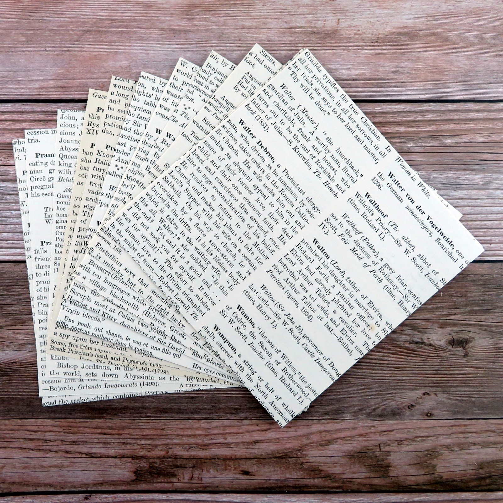 6x6 Vintage Book Page Squares, 20 Pack, No Margins, mythological romance drama