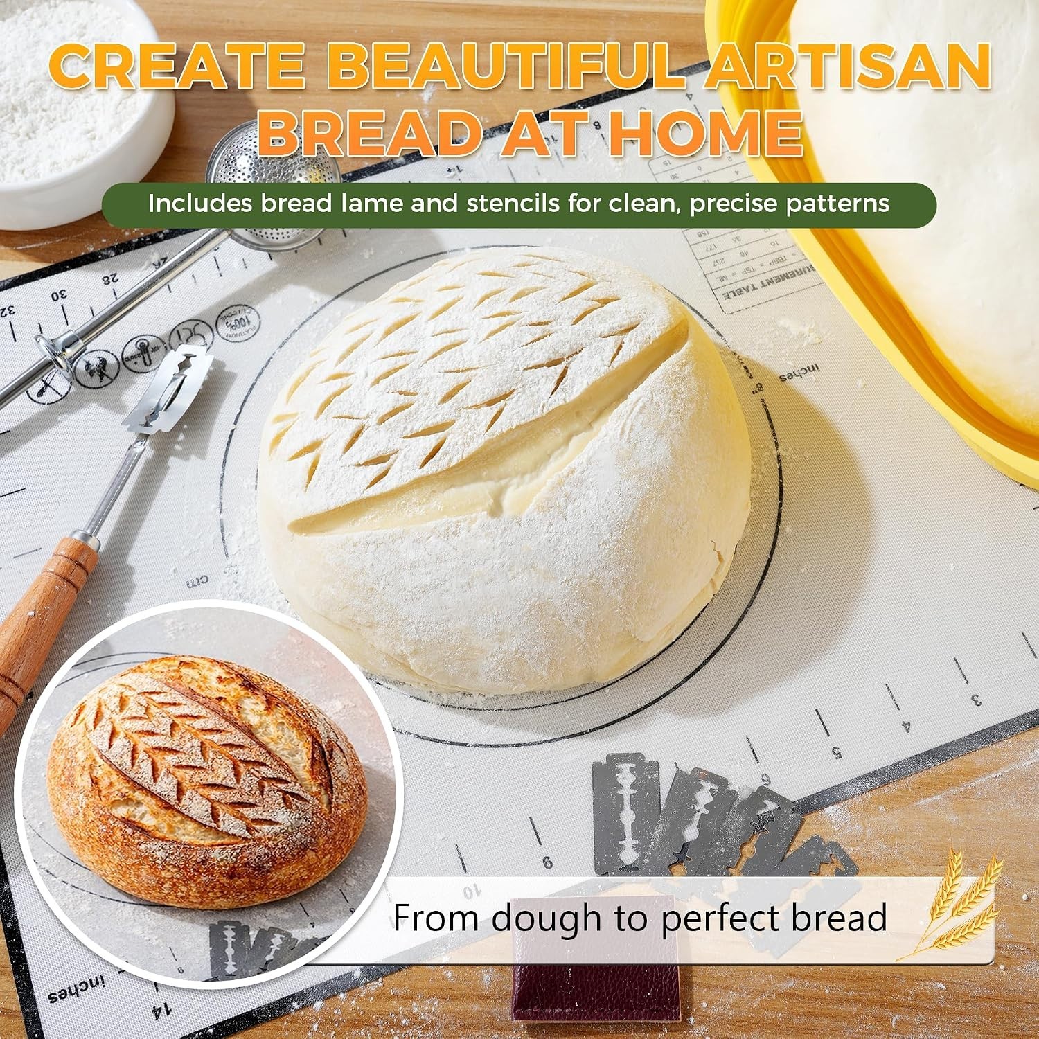 34 oz Sourdough Starter Kit: Complete Beginner’s Bread Baking Set in Yellow