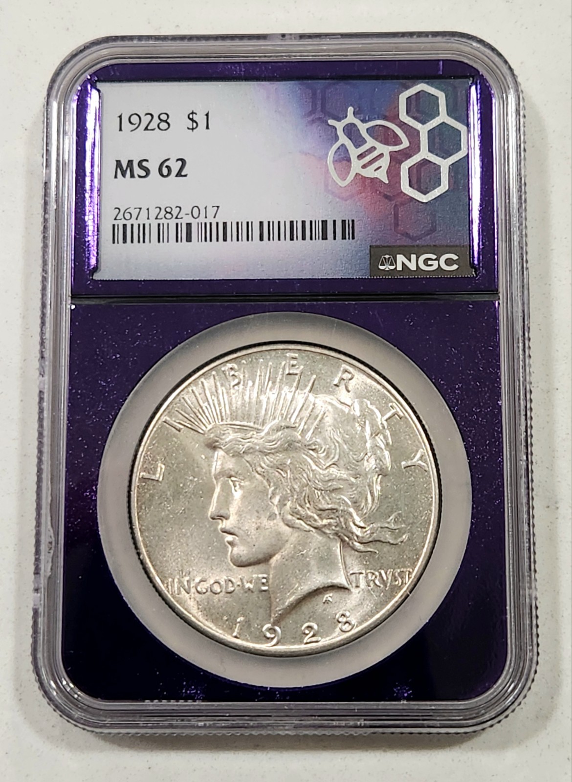 1928 Peace Silver Dollar NGC MS62 Blast White Brilliant Luster Key Date