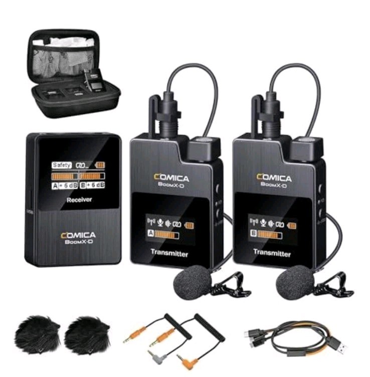 COMICA BoomX-D2 Wireless Lavalier Microphone for iPhone Android Camera PC