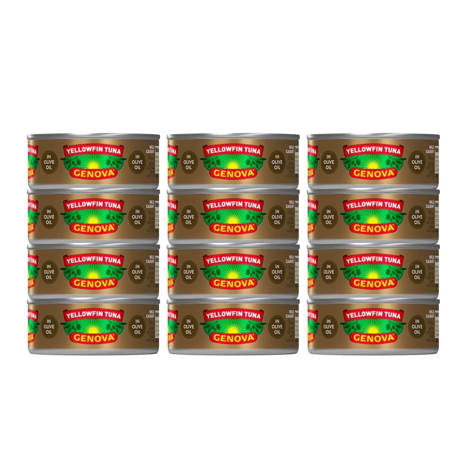Genova Premium Yellowfin Tuna in Olive Oil 5 Ounce Cans (Pack of 12) Wild Caught