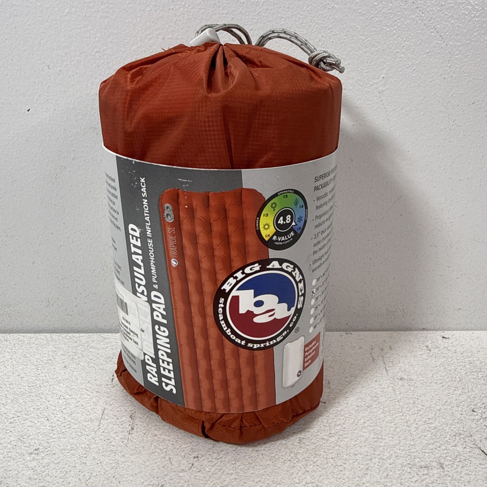 Big Agnes Rapide SL Insulated Sleeping Pad & Pumphouse Inflation Sack 20x72" NEW