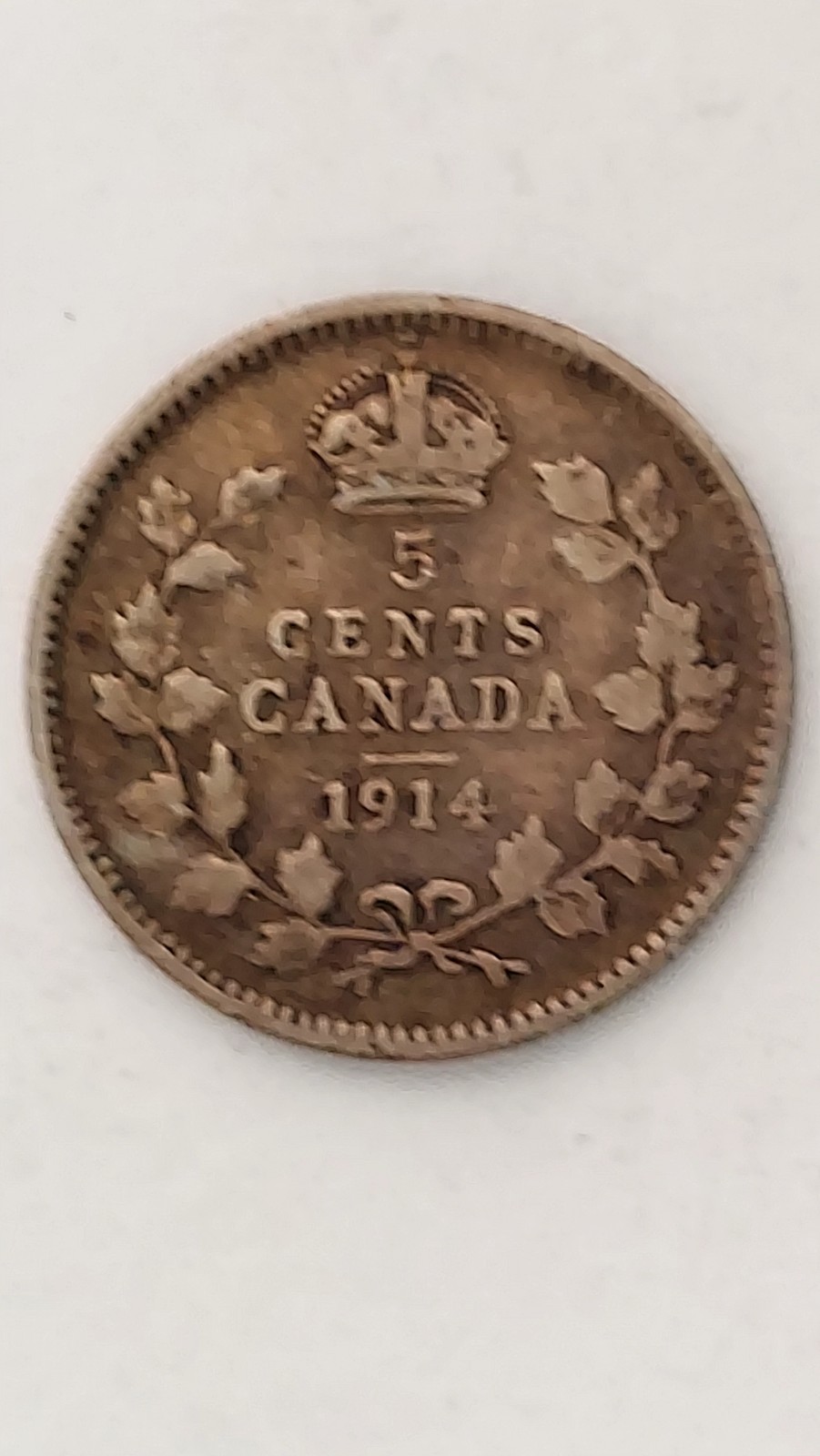 1914 Canada 5 Cent Silver, .925 Silver