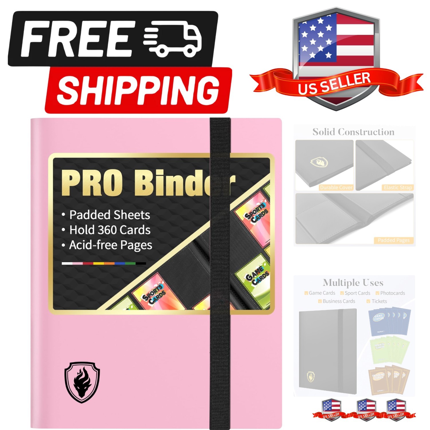 Heavy Duty Card Binder, 9 Pocket Trading Card Binder Holds 360 Cards, Sleek S...