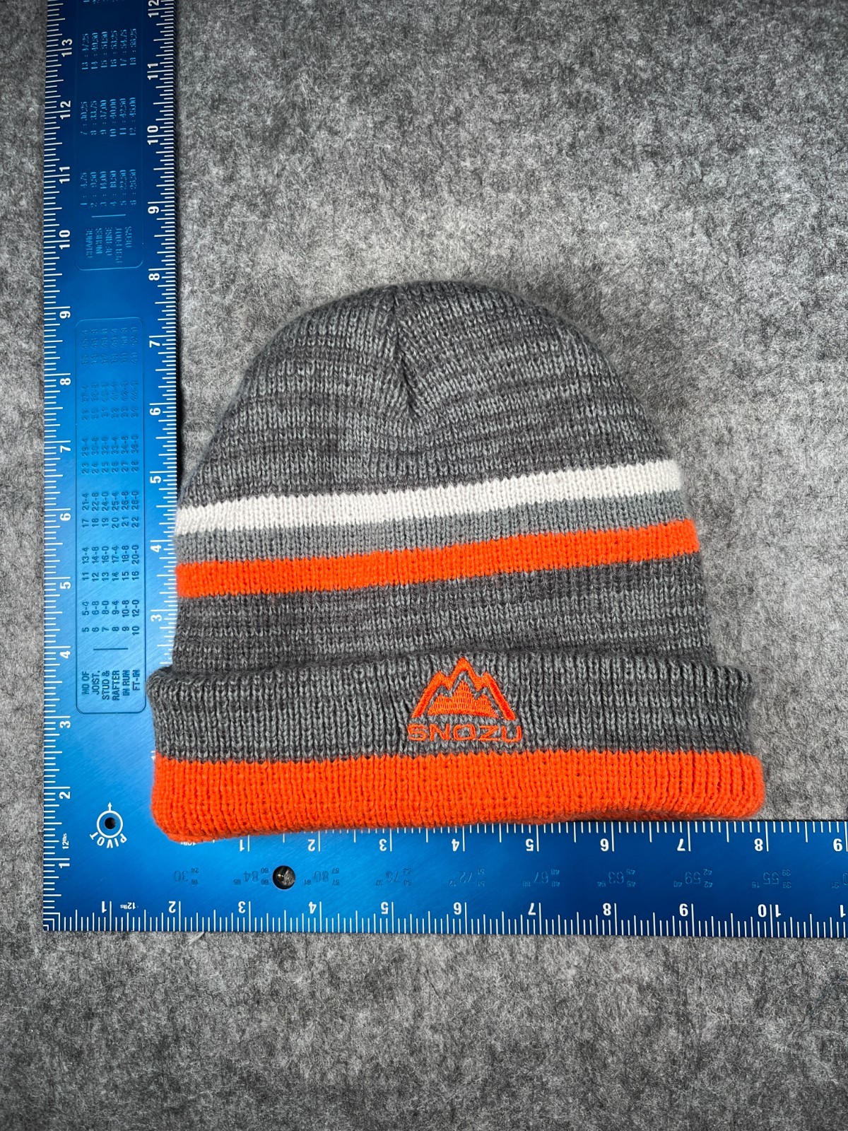 Snozu Beanie Toque Youth 18M - 6 Orange Gray Stripe Knit Acrylic Poly Lined Ski