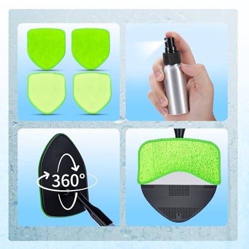 XINDELL Interior Windshield Cleaner Tool, Car Window Cleaning Kit with 4 Green