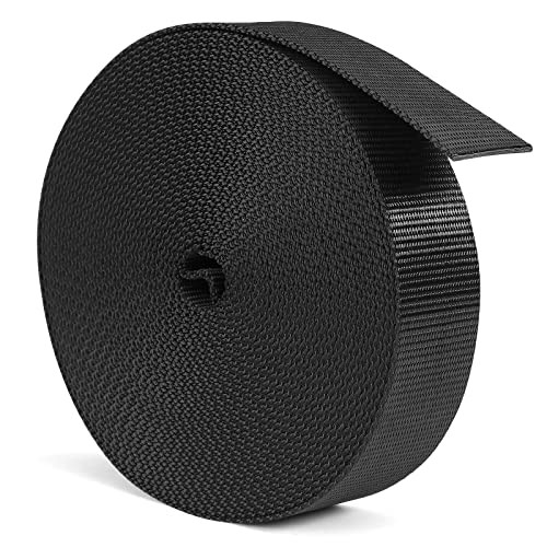 Webbing, Heavy Duty Webbing Straps, Extra Thick Strapping 1" width Black-12yard