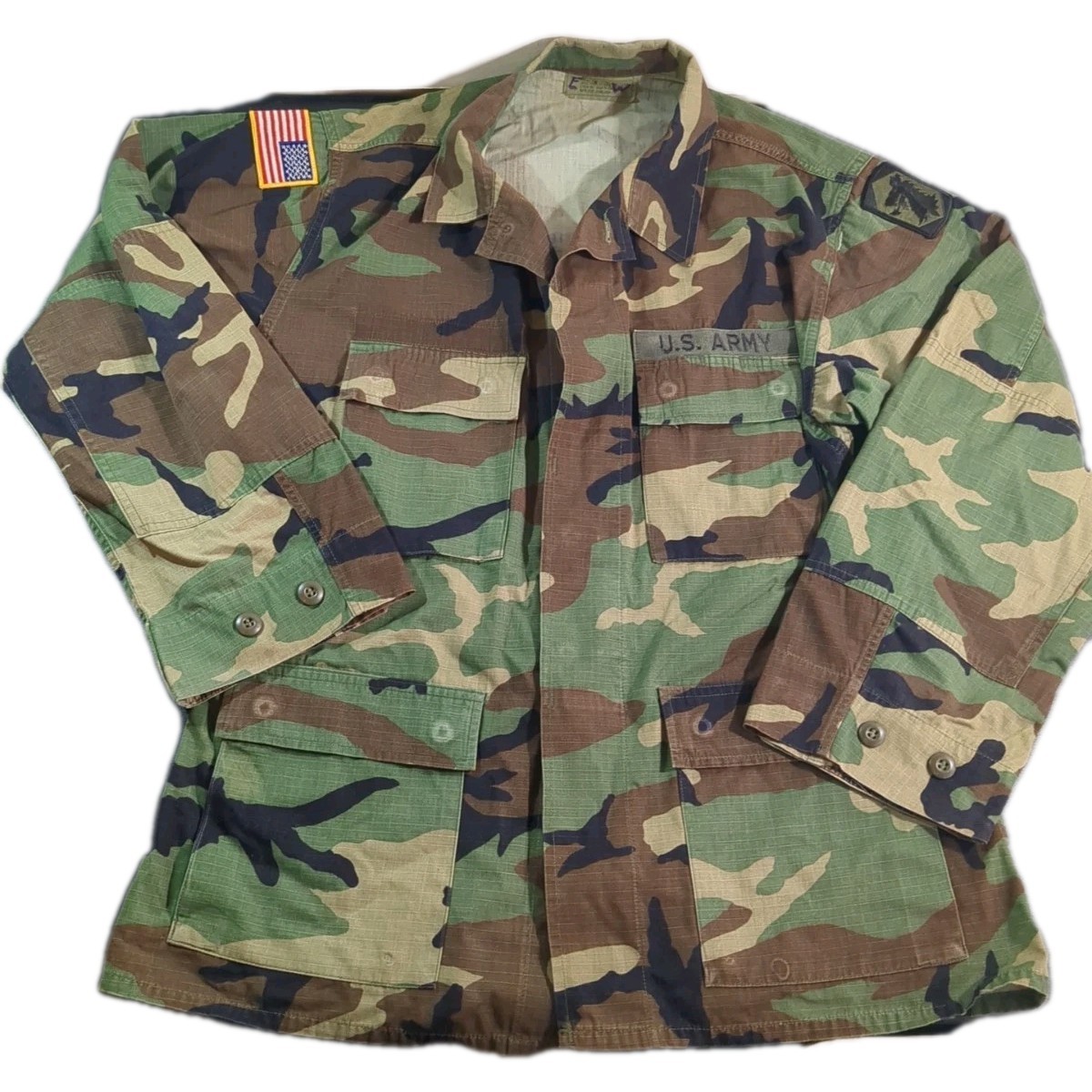 US Army Men's Field Army Hot Weather Coat Size M Woodland Camouflage Jacket