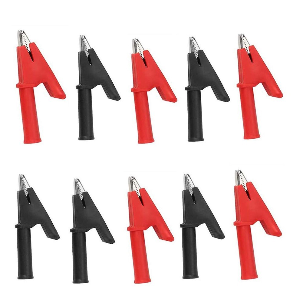 10PCS Fully Insulated Crocodile Clips for Electrical Testing and Jumpers