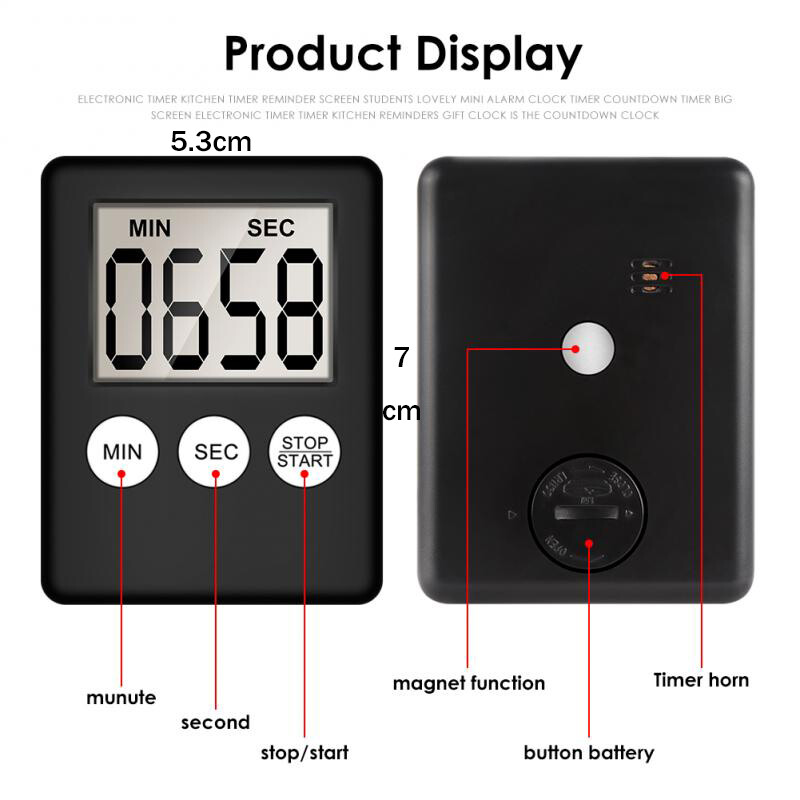 LCD Digital Kitchen Cooking Timer Count-Down Up Clock Loud Alarm Magnetic Lot