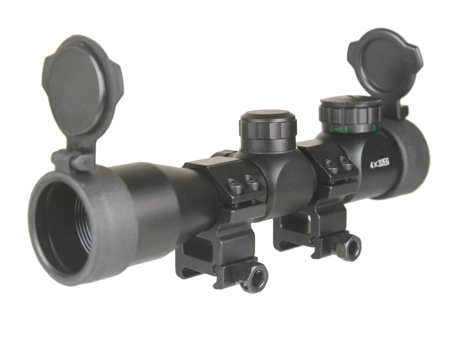 4x32 Compact Scope Red Green Illuminated Rangefinder With Ring/Lens Cap/Battery