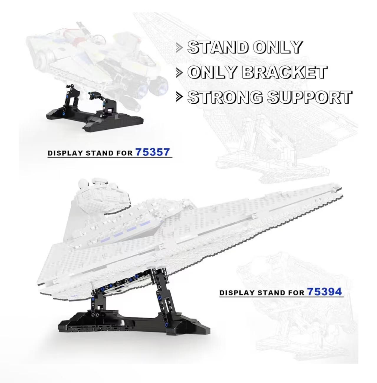 Display Stand Compatible with Lego 75394 & 75357, Imperial Aircraft Stand Buildi