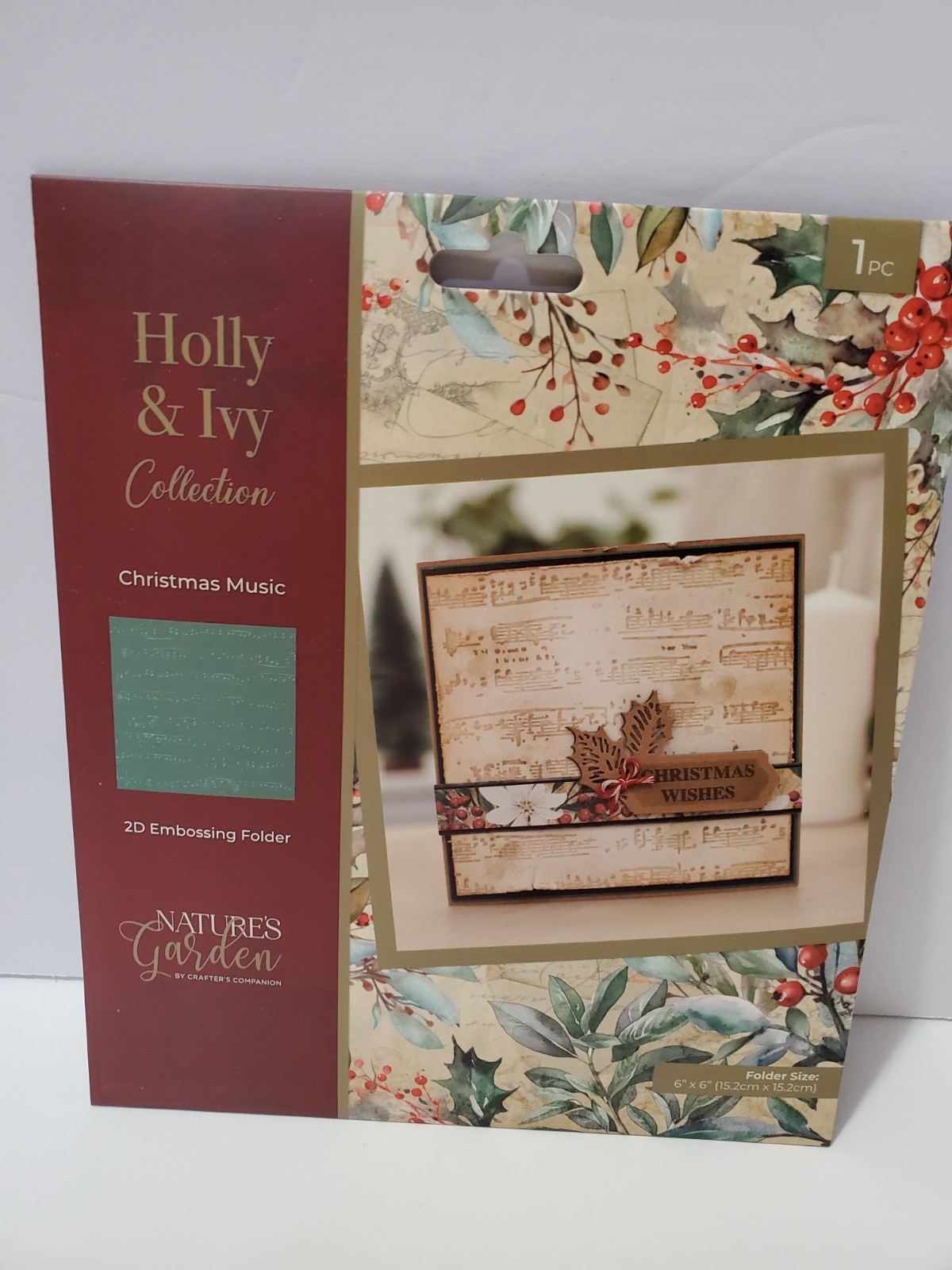 CCH3 Crafters Companion Holly & Ivy Christmas Music 2D Embossing Folder New