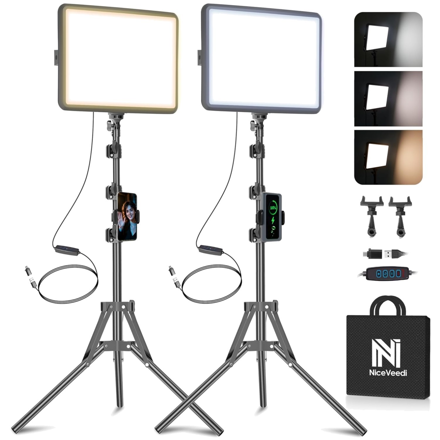 Professional 2800-6500K LED Lighting Kit with Adjustable Tripod for Photography