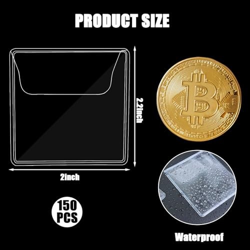 150Pcs Single Pocket Coin Flips Clear Coin Collector Protectors Rectangular