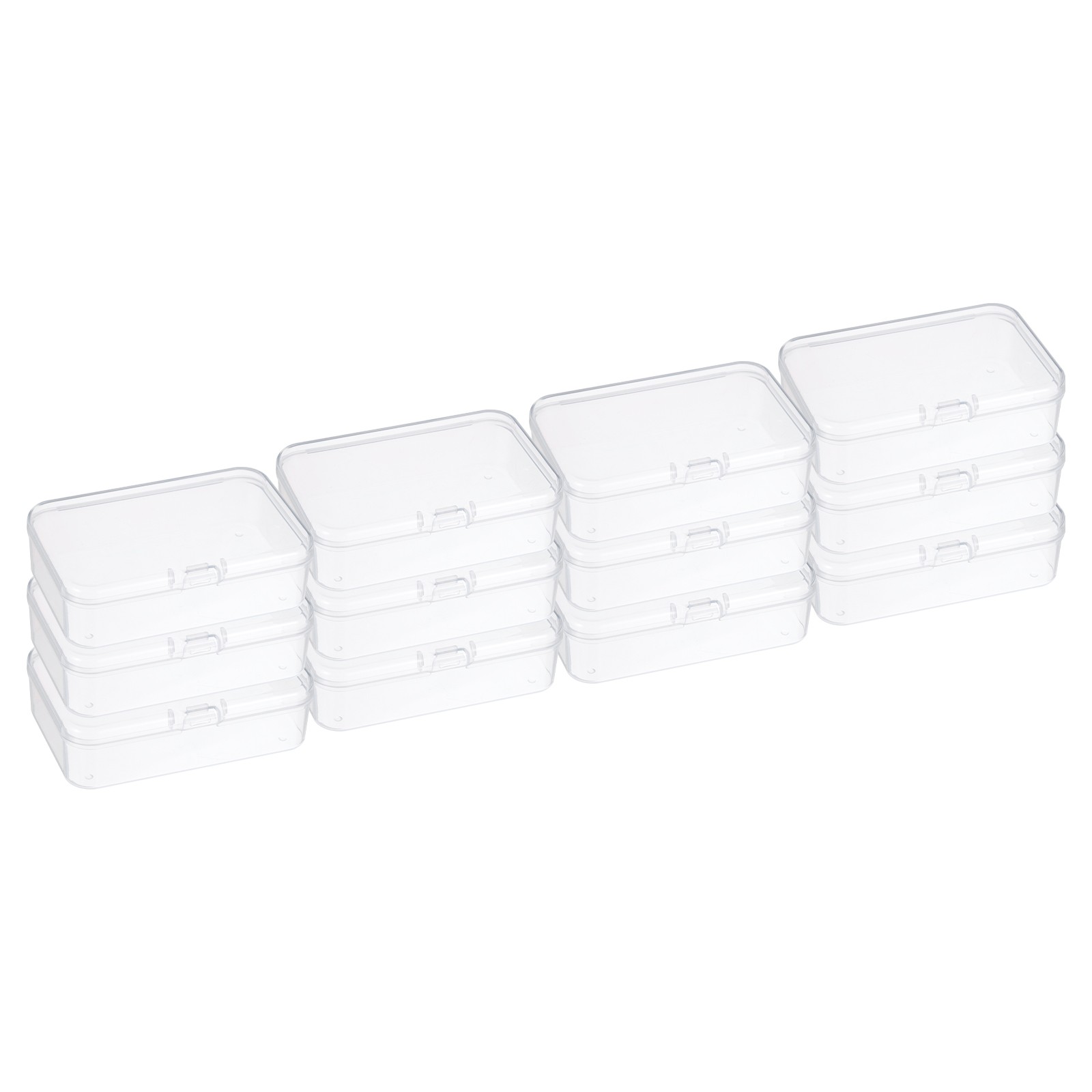 12 Pcs 3.3x2.2x1 Inch Plastic Clear Storage Box with Hinged Lid