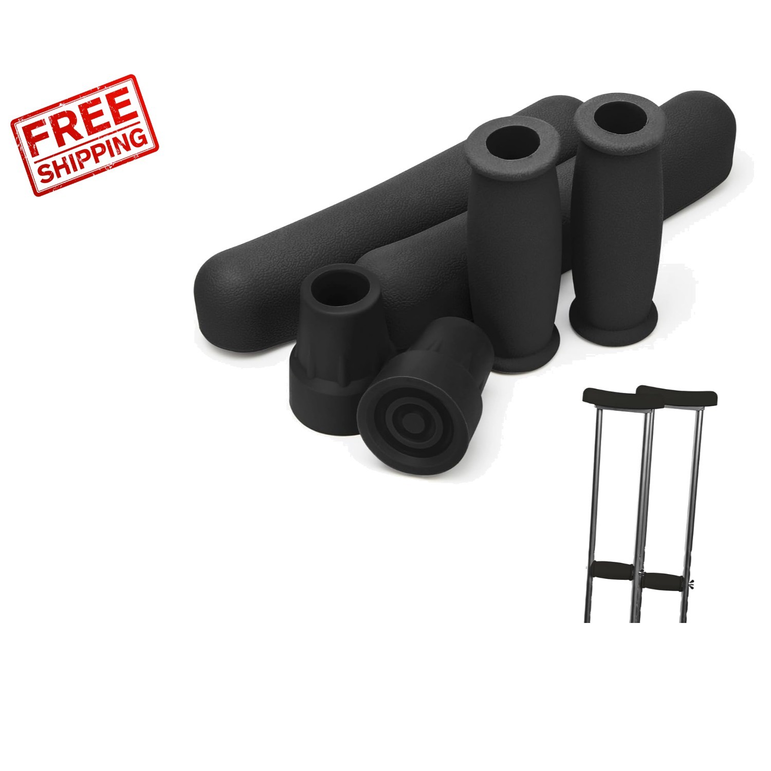 Universal Crutch Pads with Hand Grips & Underarm Cushions - Latex-Free Comfort