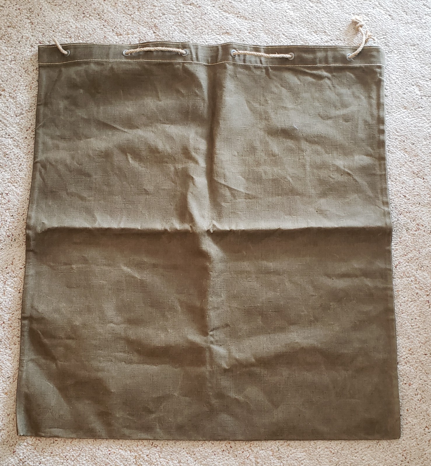 Vtg US Military Laundry Barracks Bag Olive Drab Canvas Duffel Drawstring Sack