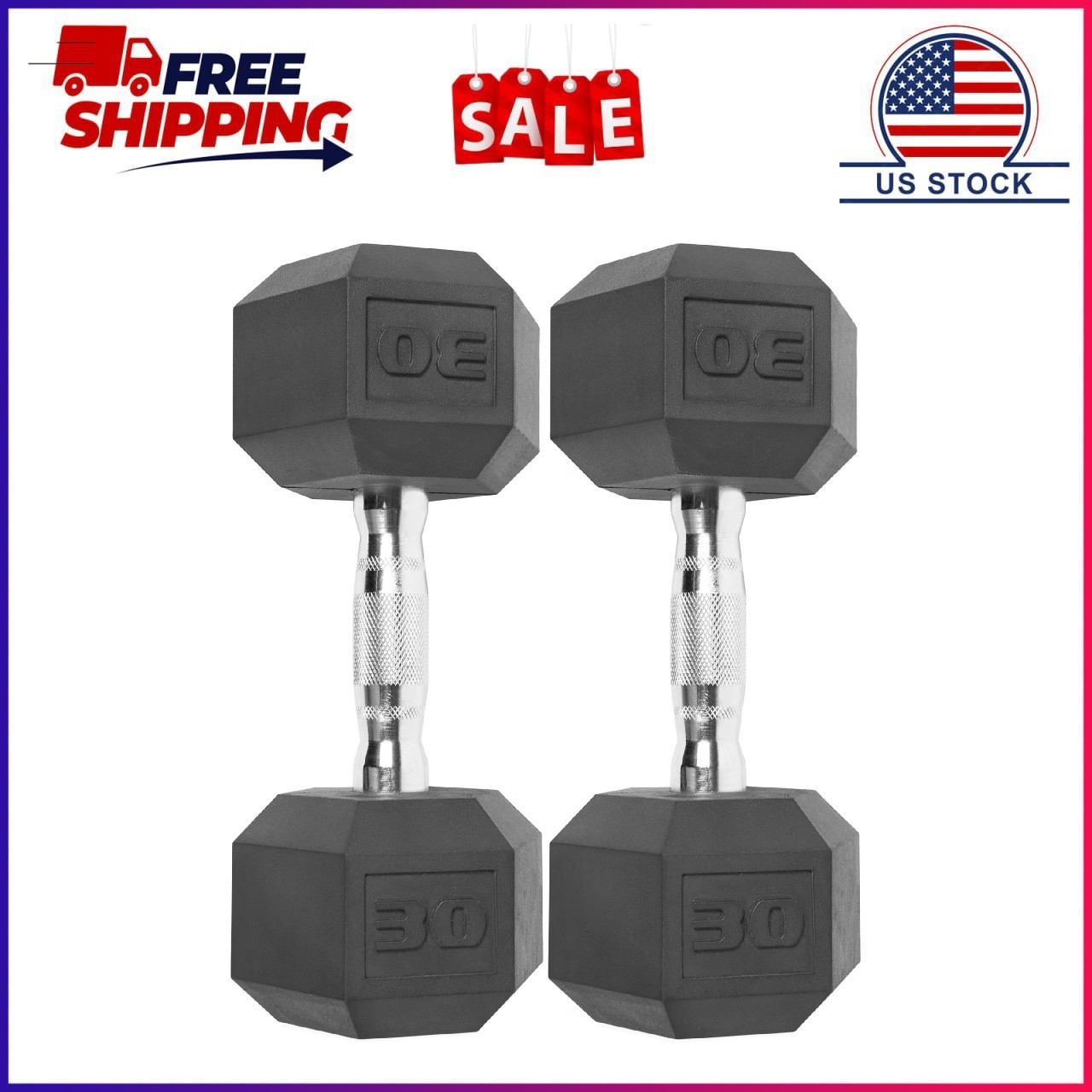 (2 pack) CAP Barbell Coated Hex Dumbbell, Single 30 lbs
