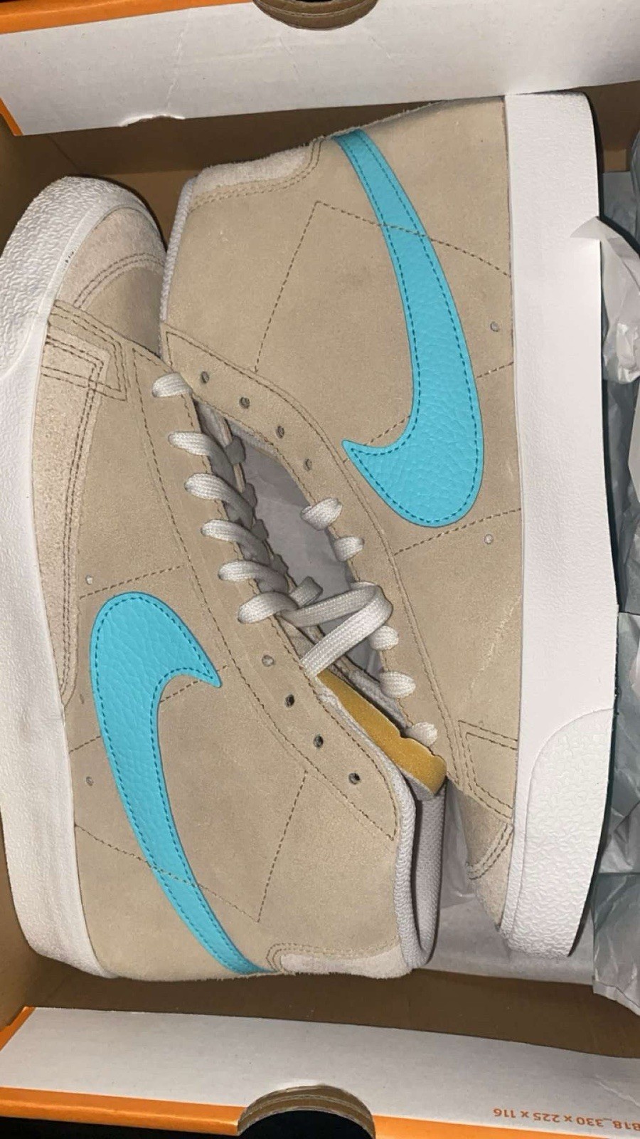 Nike Men’s High-Top Athletic Sneakers Solid Beige/Blue/White Lace-Up